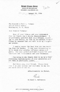 Letter from Richard C. Halverson to Paul E. Tsongas