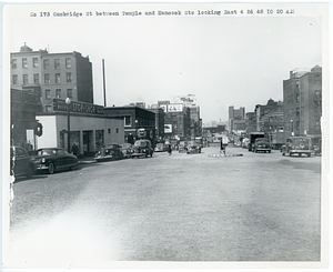 Cambridge Street between Temple Street and Hancock Street looking east