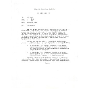 Staff Memo, EEO Contacts, October 8, 1976