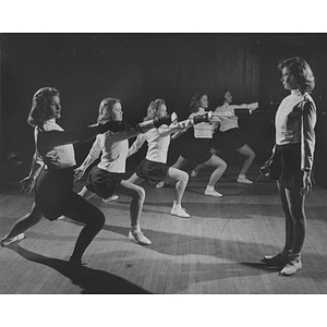 Fencing practice at the Boston-Bouvé College