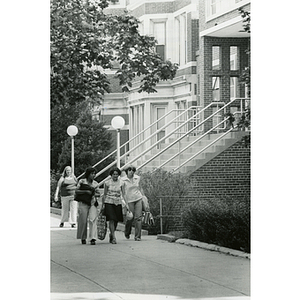 Female students walking past Cahners Hall