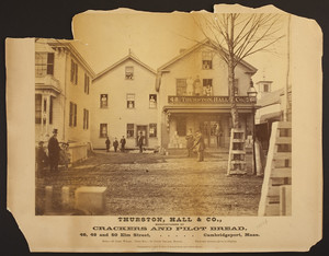 Exterior view of Thurston, Hall, & Co., manufacturers of crackers and pilot bread, 46, 48 and 50 Elm Street, Cambridgeport, Mass., ca. 1871