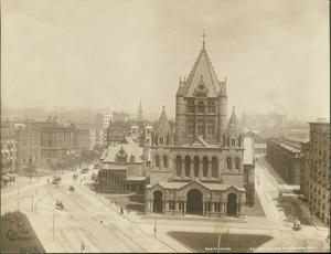 Birdseye view of Trinity Church, Copley Square, Boston, Mass.