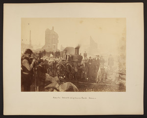 Boston fire, Federal Street looking towards Pearl Street, Steamer 10, 1872