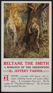 Postcard for "Beltane the smith," by Jeffery Farnol, The H.R. Huntting Company, booksellers and publishers, Springfield, Mass., 1915