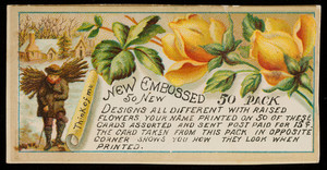 Sample card for new embossed 50 pack, location unknown, undated