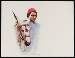 Trade card for Nestor Cigarettes, boy with donkey, Nestor Gianaclis Company, Cairo, Boston, London, 1899