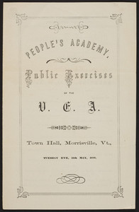 Public Exercises of the V.E.A., People's Academy, Town Hall, Morrisville, Vermont, May 11, 1858