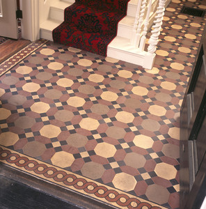 Encaustic floor tiles, Codman House, Lincoln, Mass.