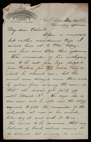 Bernard R. Green to Thomas Lincoln Casey, March 25, 1886