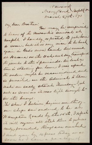 [Admiral] Silas Casey to Thomas Lincoln Casey, March 27, 1893