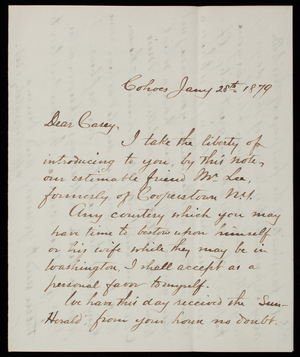 Robert W. Weir to Thomas Lincoln Casey, January 28, 1879; Anna C. Weir to Emma Weir Casey, January 28, 1879