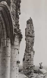 Close-up view of a badly damaged gothic archway