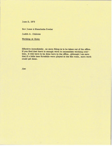 Memorandum from Judy Chilcote to Bev Jones and Blanchetta Fowler