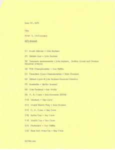 Memorandum from Mark H. McCormack concerning the 1971 Annual