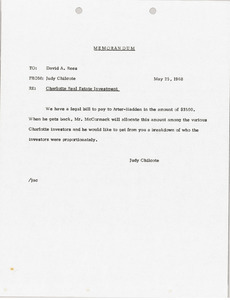 Memorandum from Judy Chilcote to David A. Rees