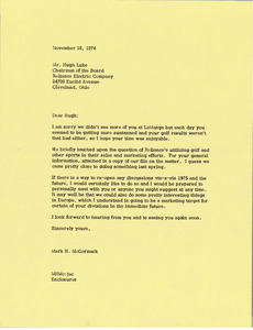 Letter from Mark H. McCormack to Hugh Luke