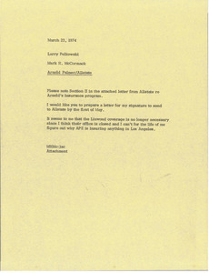 Memorandum from Mark H. McCormack to Larry Pelkowski