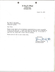 Letter from J. Craig R. Wright to Mark H. McCormack