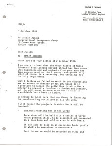 Letter from Hans Wilof to Julian Jakobi