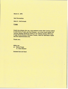 Memorandum from Mark H. McCormack to Geof Ravenstine