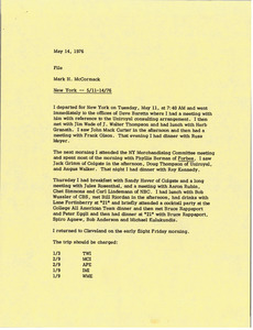 Memorandum from Mark H. McCormack to travel file