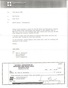 Memorandum from Judy Stott to Kay Cutlip