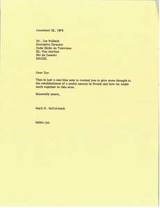 Letter from Mark H. McCormack to Joe Wallach