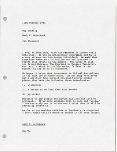 Memorandum from Mark H. McCormack to Guy Buckley