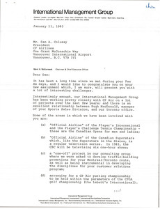 Letter from Mark H. McCormack to Dan A. Colussy