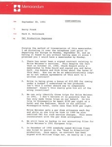 Memorandum from Mark H. McCormack to Barry Frank