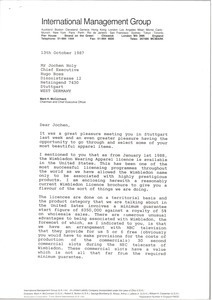 Letter from Mark H. McCormack to Jochen Holy