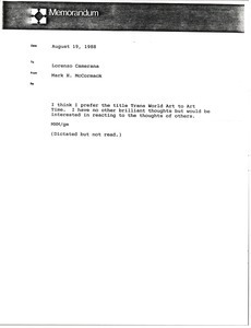 Memorandum from Mark H. McCormack to Lorenzo Camerana