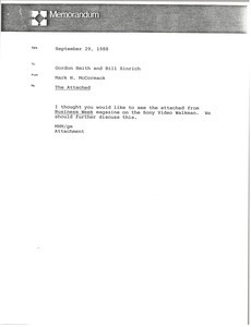 Memorandum from Mark H. McCormack to Gordon Smith and Bill Sinrich