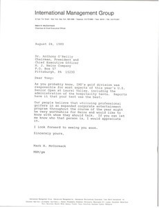 Letter from Mark H. McCormack to Dr. Anthony O'Reilly
