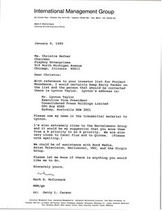 Letter from Mark H. McCormack to Christie Hefner