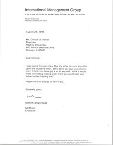 Letter from Mark H. McCormack to Christie A. Hefner