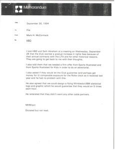 Memorandum from Mark H. McCormack to file