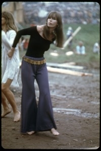 Woman in excessive bell bottoms, Woodstock Festival