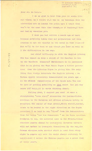 Letter from Charles T. Hallinan to W. E. B. Du Bois