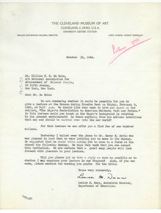 Letter from Cleveland Museum of Art to W. E. B. Du Bois