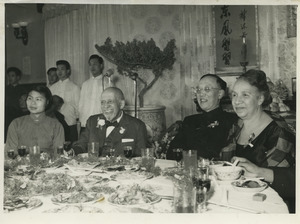 W. E. B. Du Bois, Shirley Graham Guo Moruo and unidentified women at 91st birthday celebration