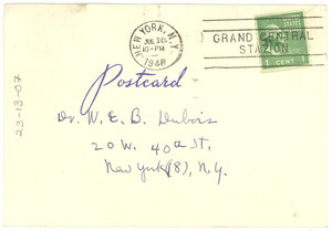 Postcard from Sigma Pi Phi Eta Boulé to W. E. B. Du Bois