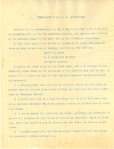 Memorandum from W. E. B. Du Bois to F. P. Stockbridge