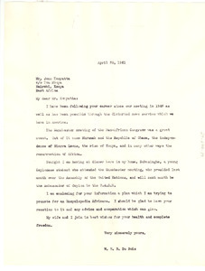 Letter from W. E. B. Du Bois to Jomo Kenyatta