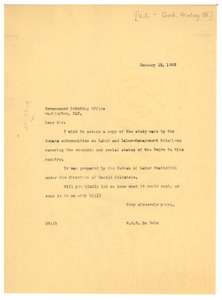 Letter from W. E. B. Du Bois to the U. S. Government Printing Office