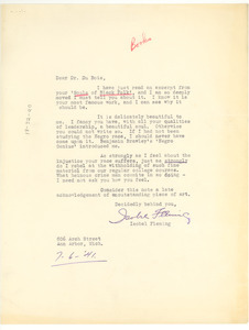 Letter from Isobel Fleming to W. E. B. Du Bois