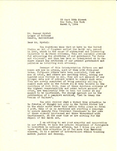 Letter from W. E. B. Du Bois to Gunnar Myrdal