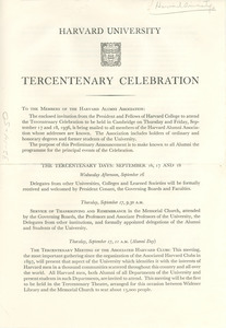 Harvard University tercentenary celebration