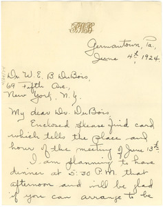 Letter from E. Pearl Bailey to W. E. B. Du Bois